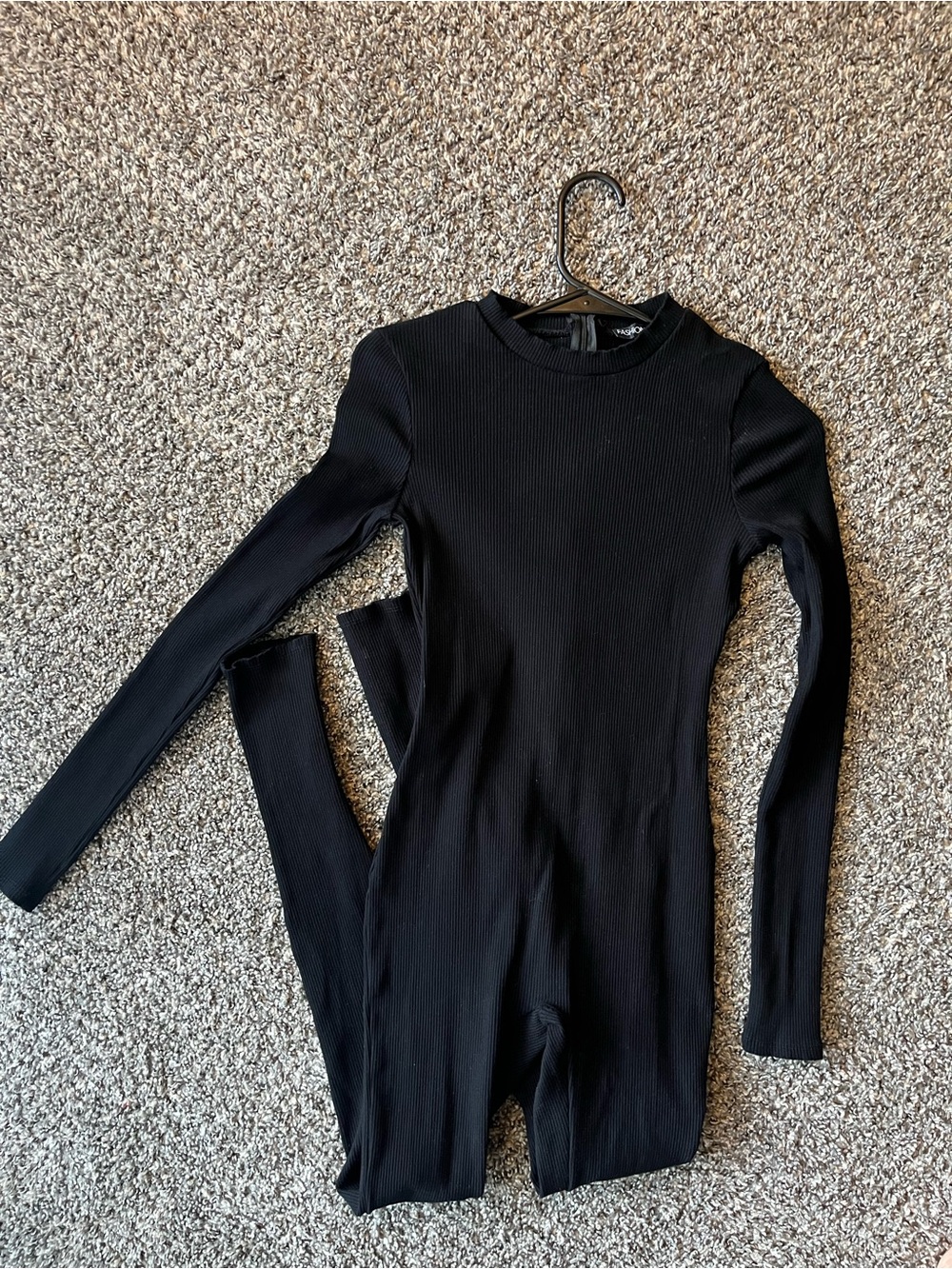 Black Long-Sleeve Ribbed Bodysuit